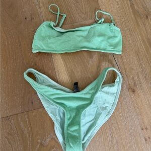 light green sparkle triangl swimsuit